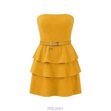 26 FW Elisabetta Franchi 벨트 티어드 드레스 AB97966E2 TP457900568