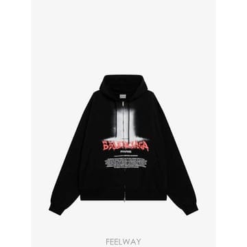 26 FW 발렌시아가 도어 오버사이즈 블랙 후드 집업 850338TUVQ9 TP455119919