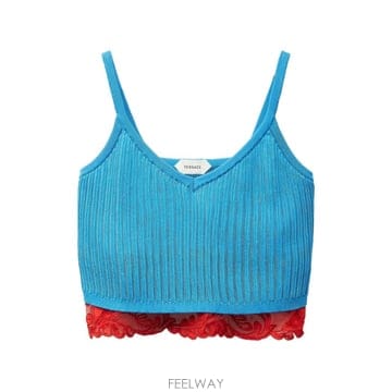 26 FW 베르사체 레이스 트리밍 골지 니트 탱크 탑 10253101A18324 TP455655172
