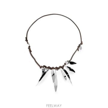 Marni 26 FW ������ crystal embellished leaf pendant necklace COMV065426 FW ������ crystal embellished leaf pendant necklace