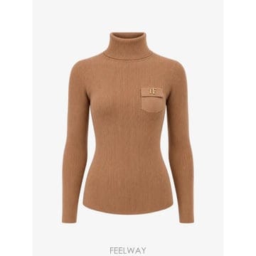 Elisabetta Franchi 26 FW Elisabetta Franchi logo plaque ribbed knit sweater MK026 FW Elisabetta Franchi logo plaque ribbed knit sweat