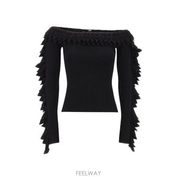 Blumarine 26 FW ���縶�� ruffled off shoulder sweater RF6177MA833 TP46022526 FW ���縶�� ruffled off shoulder sweater RF6177MA83
