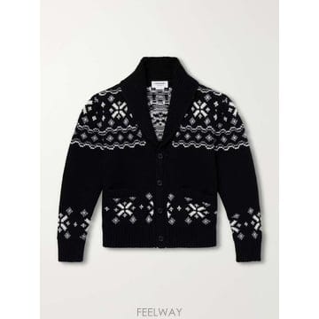 톰 브라운 숄칼라 JACQUARDKNITTED 캐시미어 가디건 MK B0082279895