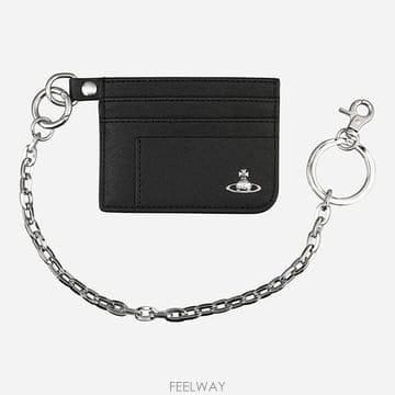 비비안 웨스트우드 6F 5403000RU S0021 N401 플랫 체인 카드 지갑 블랙
