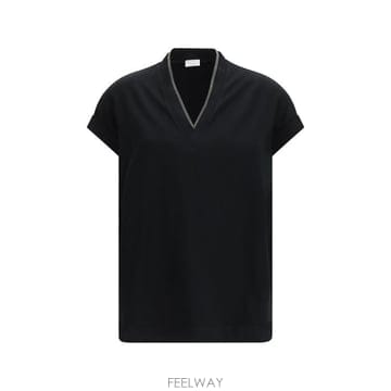 Brunello Cucinelli 26FW ���ڷ� ��ġ�ڸ� ���� Ƽ���� M0T18BD222 C101 BLACK26FW ���ڷ� ��ġ�ڸ� ���� Ƽ���� M0T18BD222 C101 BLA