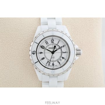 샤넬 Chanel J12 화이트 세라믹 쿼츠 시계 H0968