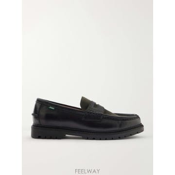 26 FW 폴로 랄프 로렌 블랙 젯 투톤 스웨이드 트리밍 가죽 페니 로퍼 TP582326328