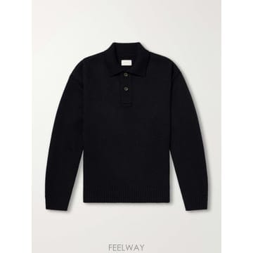 26 FW AIME LEON DORE 블랙 메리노 울 폴로 스웨터 TP582326064