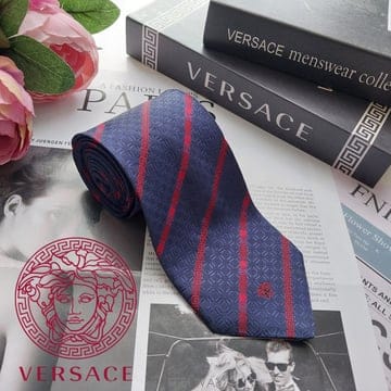 GIANNI VERSACE 지아니 베르사체 네이비 그레카 메두사 자카드 넥타이 8.8cmS~A+등급K3843