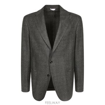 26FW 볼리올리 울 패브릭  Glen 플래드 패턴  클래식 컷  투 button 클로저  프론트 패치 포켓