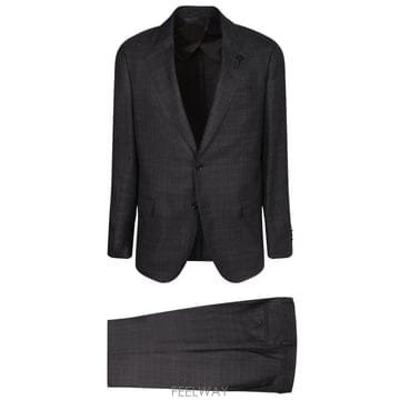 26FW 라르디니 울 패브릭  Prince of Wales 패턴  클래식 컷  투 버튼  Notch lape