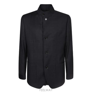 26FW 라르디니 Fine 울  하이 칼라  체크 패턴  패치 포켓  AC5842ACIF67517850BL
