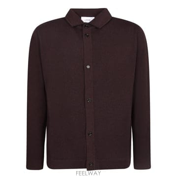 26FW 라르디니 브라운 울 가디건  셔츠 칼라  Button 클로저  ACLCML21AC67016430BL