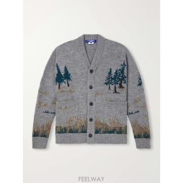 26 FW 준야 와타나베 그레이 인타르시아 니트 울 블렌드 가디건 TP582352564