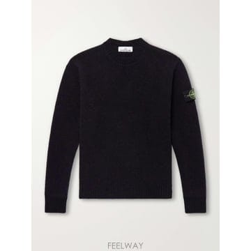 26 FW 스톤아일랜드 블랙 울 블렌드 니트 스웨터 TP582352996