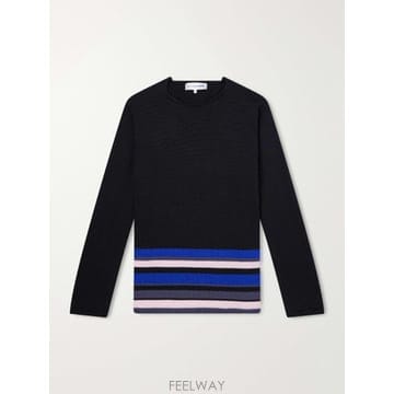 26 FW 꼼데가르송 블랙 스트라이프 울 혼방 거즈 스웨터 TP582352542