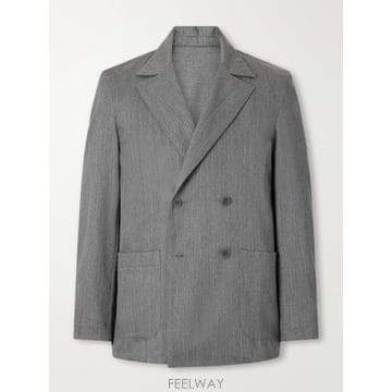 26 FW STOFFA 그레이 울 트윌 더블 브레스트 수트 재킷 TP582352508