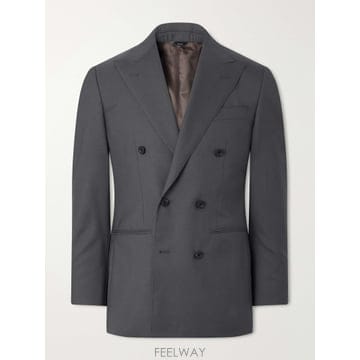 26 FW THOM SWEENEY 그레이 더블 브레스트 울 트윌 수트 재킷 TP582352408