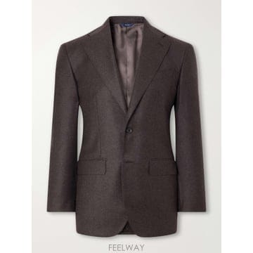 26 FW THOM SWEENEY 브라운 울 블렌드 플란넬 수트 재킷 TP582352331