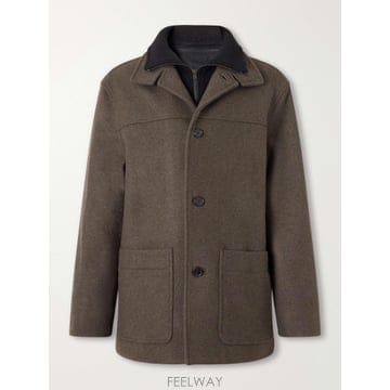 26 FW 마가렛호웰 브라운 니트 트리밍 울 블렌드 멜톤 코트 TP582329670
