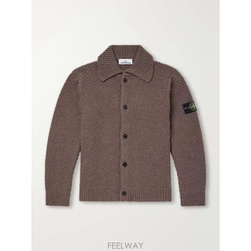 26 FW 스톤아일랜드 브라운 바스켓 스티치 울 블렌드 가디건 TP582352687