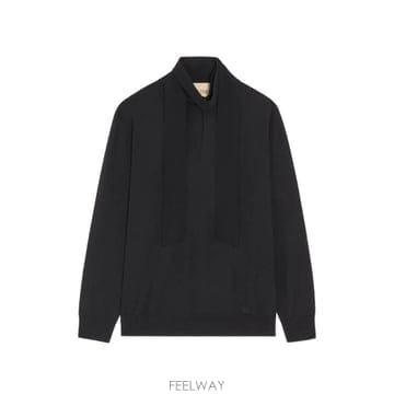 26 FW 발렌티노 가라바니 스카프 칼라 앤 브이로고 자수 울 스웨터 VKC39LBQS TP460287961