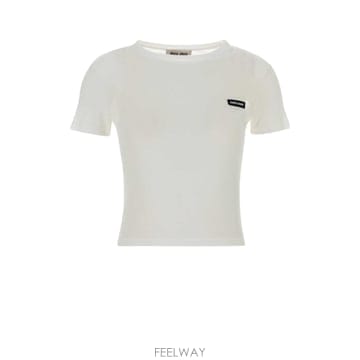 Miu Miu [X45]�̿�̿� MJN466SOOO133O F0009 ���� Ƽ���� �μҸ� ž ���� White cotton[X45]�̿�̿� MJN466SOOO133O F0009 ���� Ƽ���� �μҸ� 