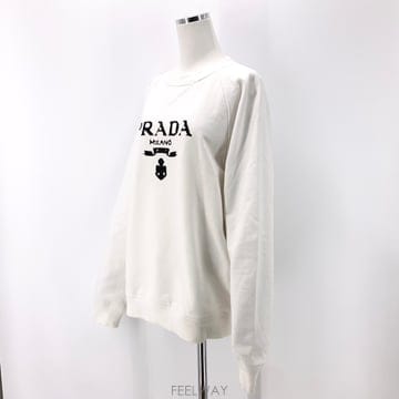 프라다 로고 프린트 여성 오버핏 맨투맨