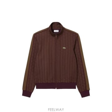 라코스테 파리 자카드 지퍼업 트랙 재킷 블랙