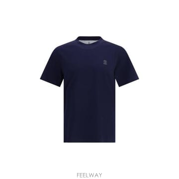 26FW 브루넬로 쿠치넬리 코튼 저지 크루넥 티셔츠 M0B138440 CD325 BLUE