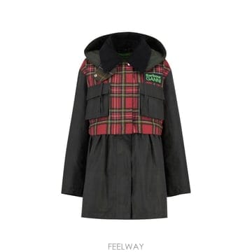 당일배송 바버 X 가니 플레이드 패턴 코트