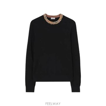 당일배송 버버리 체크 트리밍 울 스웨터