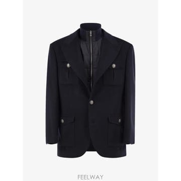 Brunello Cucinelli ���Ϲ�� ���ڷ� ��ġ�ڸ� virgin wool beaver cloth blazer with Thermore���Ϲ�� ���ڷ� ��ġ�ڸ� virgin wool beaver cloth bl