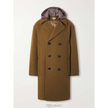 로에베 더블브레스티드 후드 울블렌드 펠트 코트 H526Y01WEN B0082520836