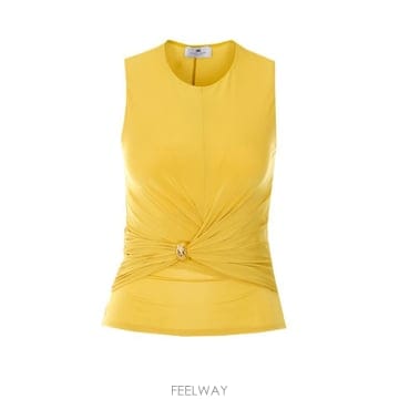 Elisabetta Franchi 26SS �����ں�Ÿ����ġ �μҸ� Ƽ���� TO03761E2 EV4 Yellow26SS �����ں�Ÿ����ġ �μҸ� Ƽ���� TO03761E2 EV4 Yell