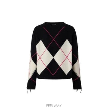 26FW 핑코 스웨터 107377A3JE ZBF NERO BIANCO FUXIA