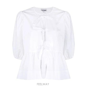 GANNI 26SS ���� ��ư ���ø� ���÷� Ÿ�� ����콺 F7364 151 WHITE26SS ���� ��ư ���ø� ���÷� Ÿ�� ����콺 F7364 151 W