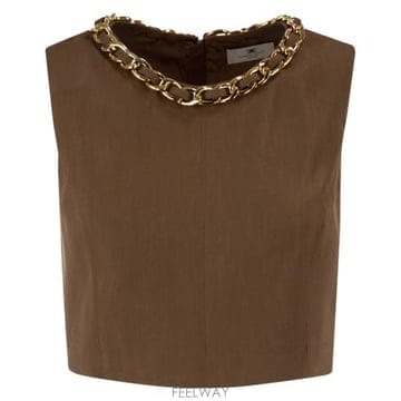 Elisabetta Franchi 26SS �����ں�Ÿ����ġ �μҸ� Ƽ���� TO06062E2 BROWN26SS �����ں�Ÿ����ġ �μҸ� Ƽ���� TO06062E2 BROWN