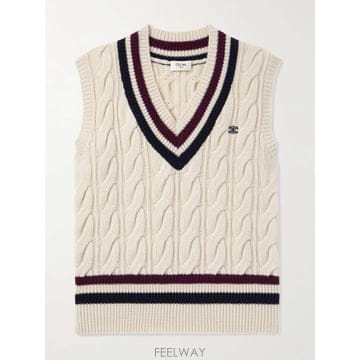 25 S/S 셀린느 LOGOAPPLIQUED 케이블니트 스트라이프 캐 B0081661001