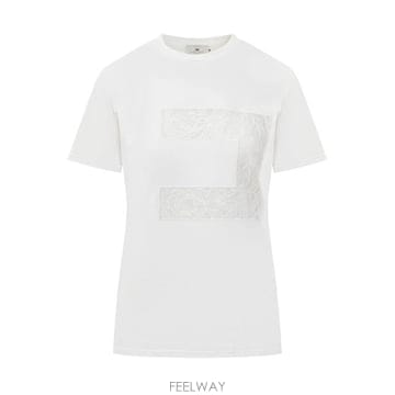 Elisabetta Franchi 25SS �����ں�Ÿ����ġ ���� Ƽ���� MA03151E2 270 GESSO25SS �����ں�Ÿ����ġ ���� Ƽ���� MA03151E2 270 GESSO