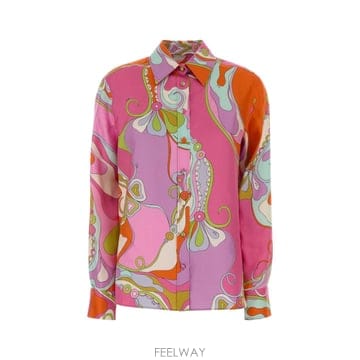Emilio Pucci [X45]���и���Ǫġ 6HRJ056H731 027 ���� ���� ���� ����콺 Printed silk shirt[X45]���и���Ǫġ 6HRJ056H731 027 ���� ���� ���� ����