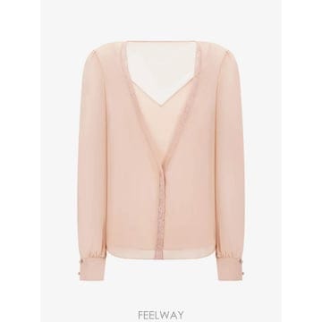 Valentino ���Ϲ�� �߷�Ƽ�� ����ٴ� lace trim silk blouse���Ϲ�� �߷�Ƽ�� ����ٴ� lace trim silk blouse