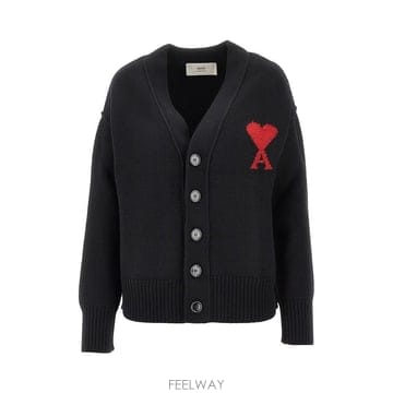 26 F/W 아미 울 가디건 WITH 아미 드 꾀흐 인레이 UKC36 B0132347443