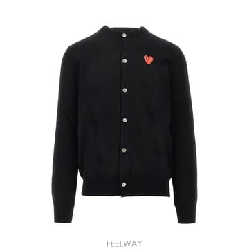 26 F/W 꼼데가르송 플레이 하트 패치 크루넥 가디건 AX-N007 B0132351038