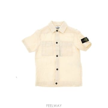 26 S/S 스톤 아일랜드 린넨 셔츠 WITH 로고 뱃지 (KIDS  B0132353889