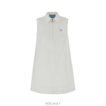 26FW 프라다 화이트 트윌 폴로 드레스 P3T14SOOO10YPF0009 TP582360664
