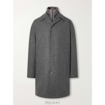 26 FW 에르노 그레이 패딩 울 블렌드 트위드 코트 TP582400885