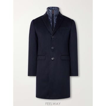26 FW 에르노 네이비 탈착식 안감 캐시미어 혼방 코트 TP582400835