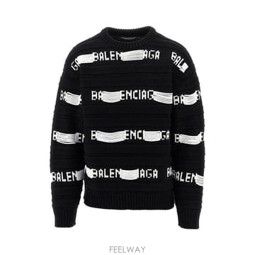 26 F/W 발렌시아가 자카드 로고 모티프 크루넥 스웨터 A0094C B0132523732
