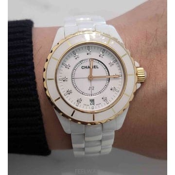 샤넬 j12 팬텀 18k 골드38mm 남성 쿼츠 시계 2핸즈 화이트 세라믹 남자 팔찌